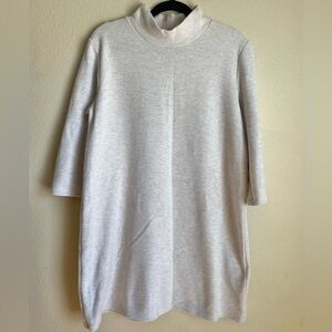 ZARA Ivory Cream 3/4 Sleeve Mock Neck Thick Knit Lagenlook Dress Size Large